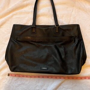 Fossil Black Pebbled Leather Handbag